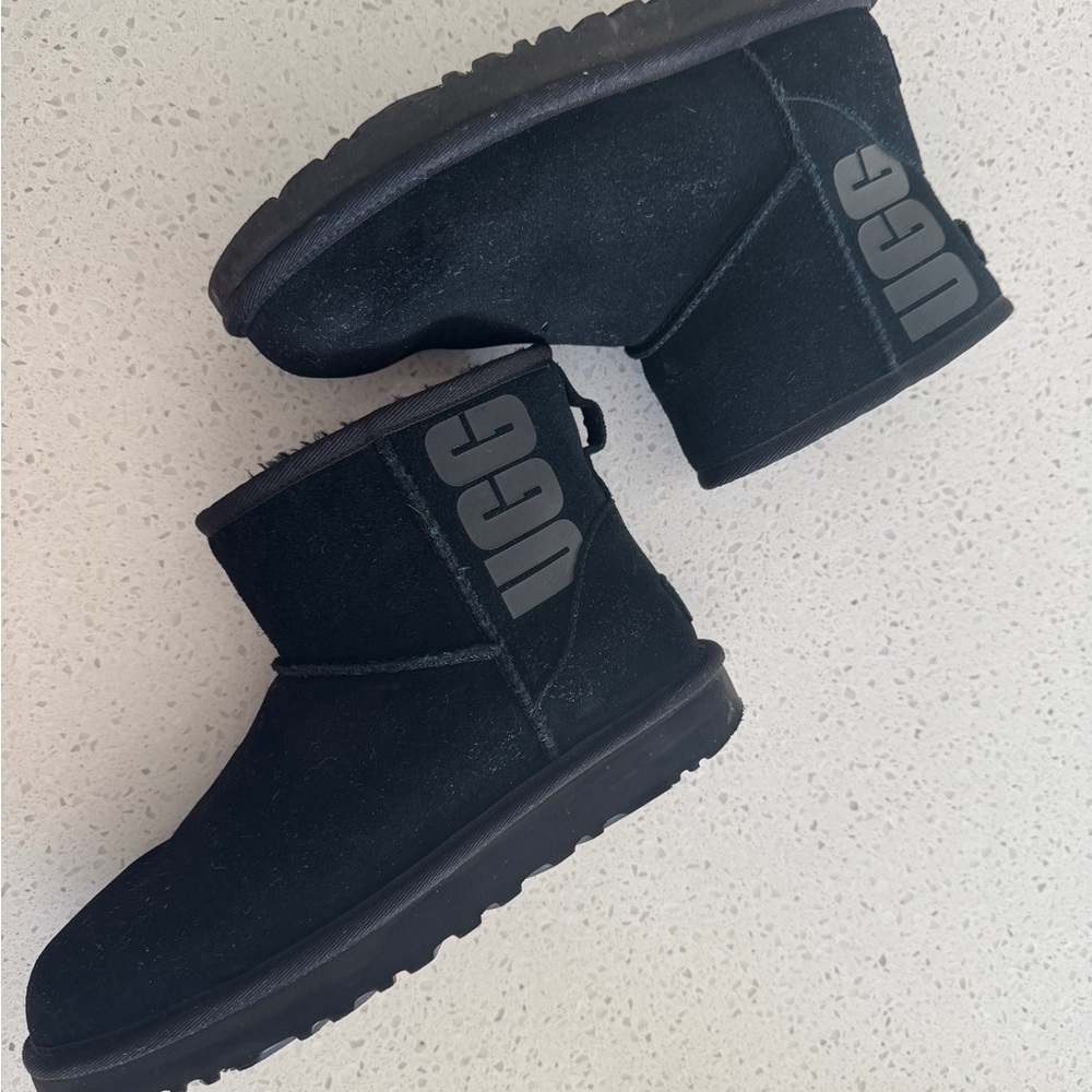 UGG Black Ankle Winter Boots Sleek Suede Style